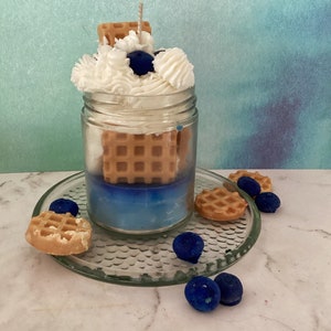 Blueberry Waffles Whipped Candle, Natural Soy Candle, Blueberry Scented Candle, Dessert Candle, Food Candle, Kitchen Decor, Gift for Mom