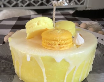 Lemon Macaron Cake Candle