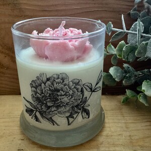 Peony Candle, Soy Candle, Floral Candle, Shabby Chic Decor, French Country, Farmhouse Style, Vegan Candle, Candle Gift, Birthday Gift image 3