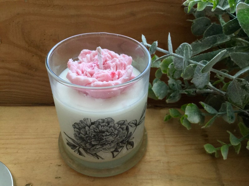 Peony Candle, Soy Candle, Floral Candle, Shabby Chic Decor, French Country, Farmhouse Style, Vegan Candle, Candle Gift, Birthday Gift image 9