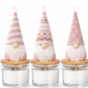 Gnome Topper Soy Candles, 12 oz Long-Burn Late Winter and Spring Scented Jar Candles, Spring Décor, Assorted Figurines, Handmade Candles