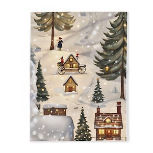 Arctic Fleece Blanket, Christmas Village Blanket, 50x60 Blanket, Holiday Scene Blanket, Couch Blanket, Christmas Gift Blanket