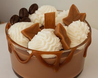 NEW, Caramel Coffee Buttercream Cake Soy Candle – Dessert Candle with Maple, Coffee Beans & Caramel Drizzle, Bakery Scented Candle Gift