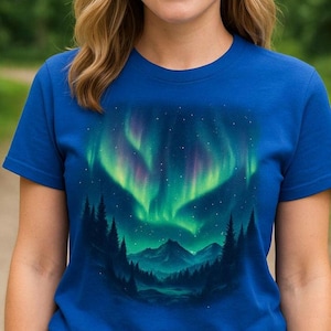 Northern Lights Aurora Borealis Tee, Unisex T-Shirt, Nature Lover Gift, Night Sky Shirt, Astronomy Apparel, Outer Space Top