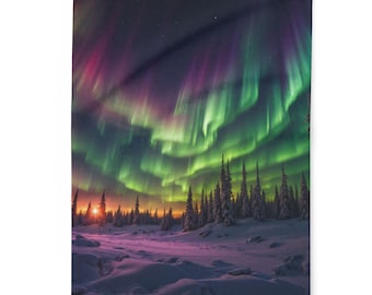 Fleece Blanket, Aurora Borealis Blanket, Northern Lights Decor, Cozy Throw Blanket, Winter Home Decor, Christmas Gift