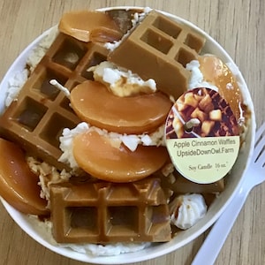 NEW! Apple Cinnamon Waffles, 20 oz., 10 oz., Apple Waffle Candle, Handmade Soy Candle, Food Candle, Dessert Candle, Bakery Candle, Birthday