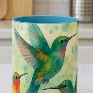 Colorful Hummingbird Accent Coffee Mug | Unique Gift for Nature Lovers | Perfect for Home, Office, and Special Occasions