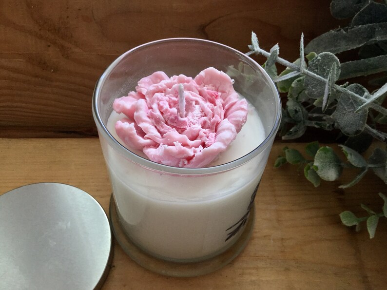 Peony Candle, Soy Candle, Floral Candle, Shabby Chic Decor, French Country, Farmhouse Style, Vegan Candle, Candle Gift, Birthday Gift image 5