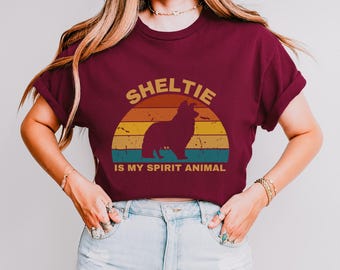 Sheltie is my Spirit Animal Tee Sheltie cadeau pour amoureux des chiens Chemise de chien de berger des Shetland T-shirt unisexe Sheltie Tee chien mignon cadeau maman
