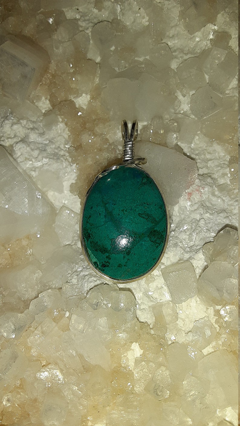 Chrysocolla Cabochon set in Argentum Silver