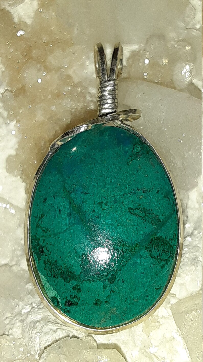 Chrysocolla Cabochon set in Argentum Silver