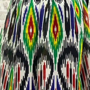 Uzbek silk ikat crepe de chine fabric, width  94 cm / 37 inch, length  2.35 meters / 2.6 yards
