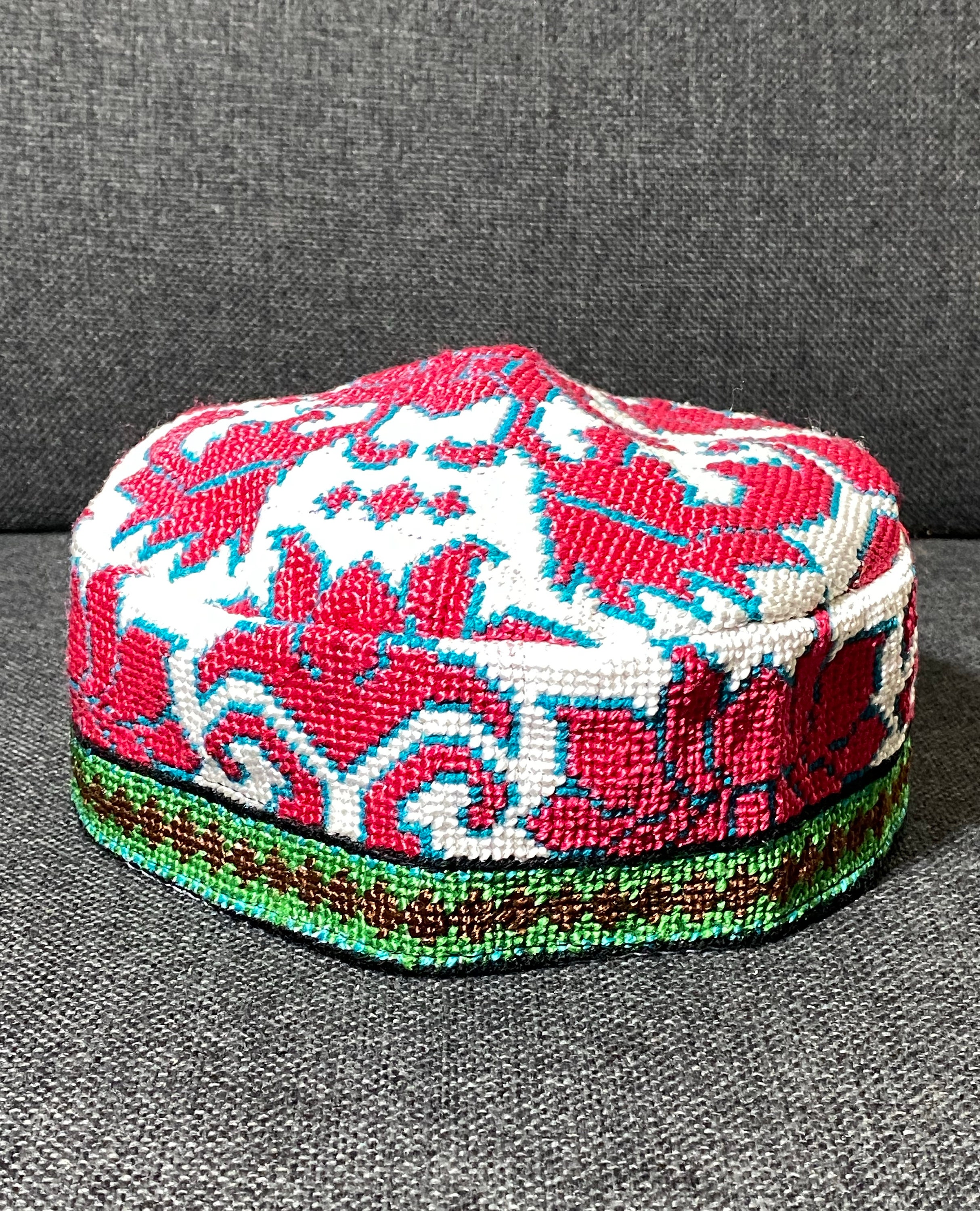 Embroidered Green and Silver Women\'s vintage Bokhara hat The Earth Mamma main image 3