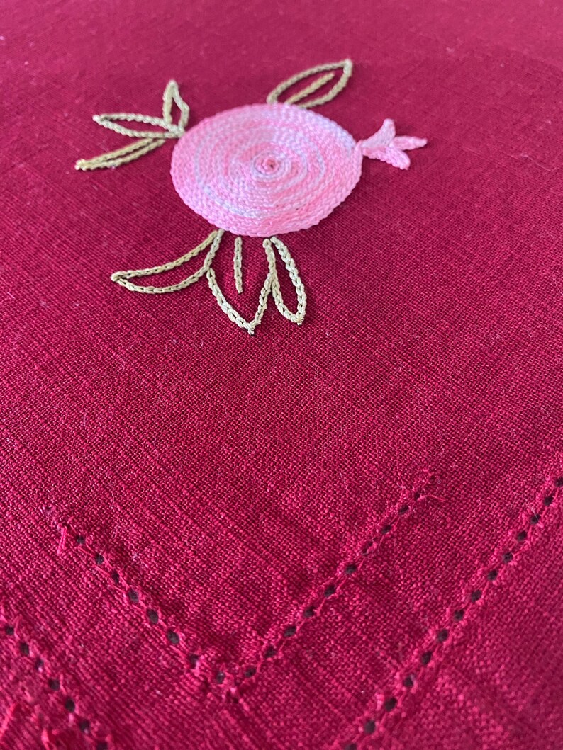 Red Hand Embroidered Pomegranate Linen Napkins for Dining Table Etsy UK