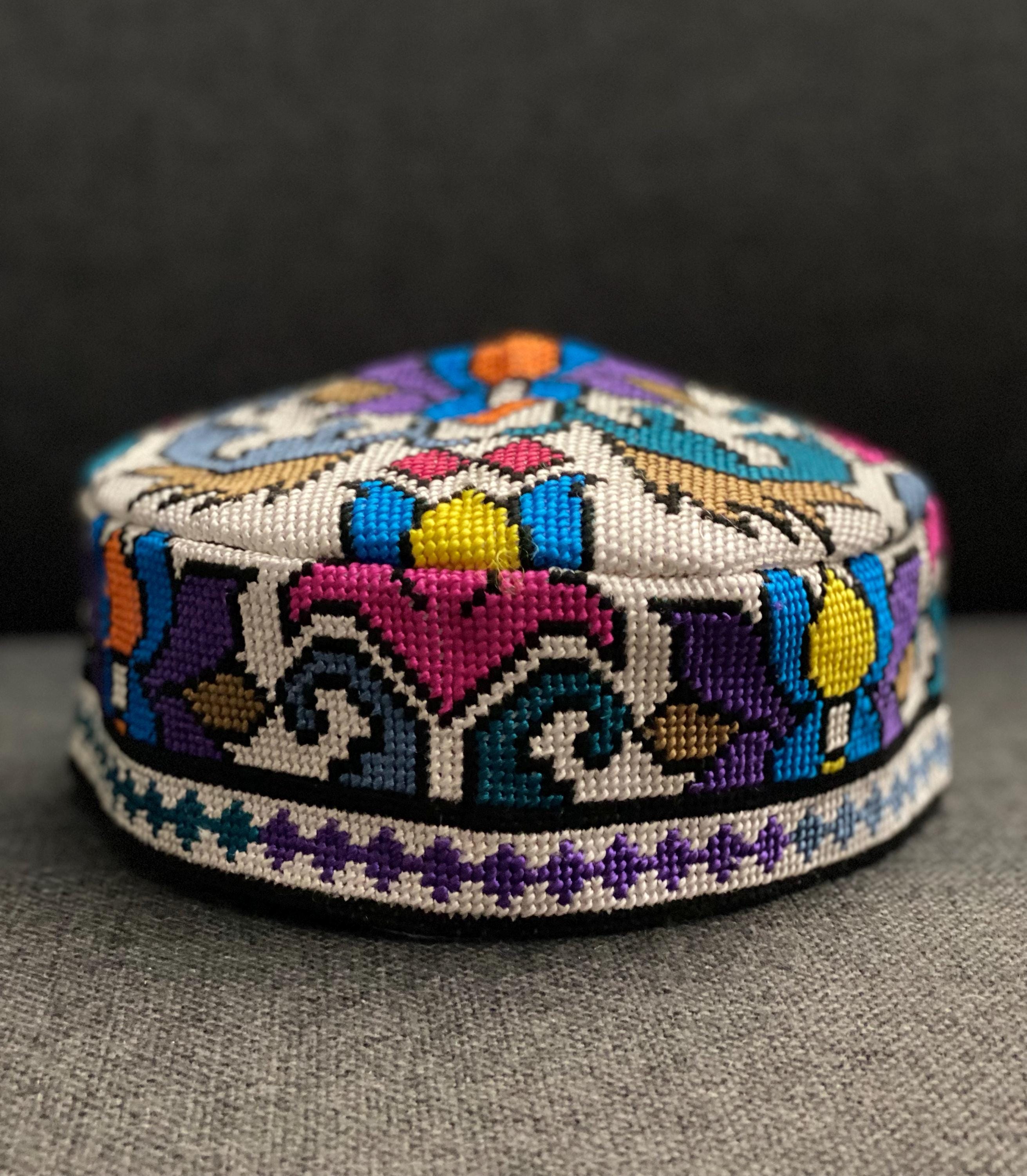Vintage Traditional Embroidered Multicolor Uzbek Tajik Tubeteika Skullcap Hat Uzbek Skull Cap - Etsy main image 2