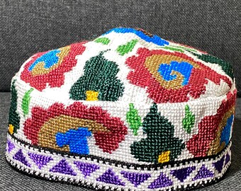 Uzbek Silk Luxury Kufi Hat - Uzbekistan Handmade Tubeteika  display picture 1