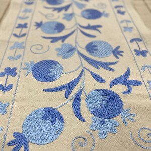 Runner da tavolo asiatico - tovaglia suzani uzbeka, 46 x 175 cm / 18 x 69 pollici