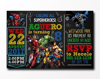 superhero invitation etsy