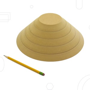 May include: A set of five nesting bowls made of natural brown wood. The bowls are stacked in a cone shape, with the largest bowl at the bottom and the smallest bowl at the top.