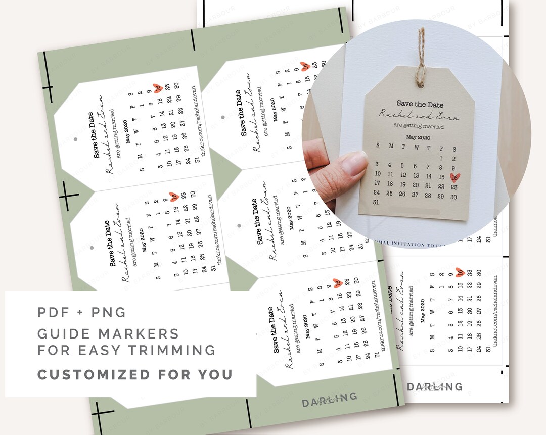 Printable Save the Date Calendar Custom Made - Etsy