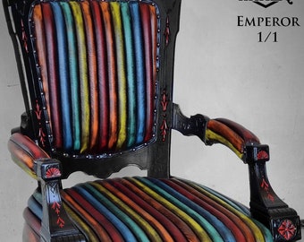 Harleq Emperor Wing Armchair: Handmade Patchwork Leather Accent Chair