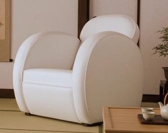 Aviator Armchair Luxury Art Decò French Style Plain Leather Unique Design HandMade in Italy