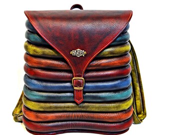 Backpack Multicoloured Patchwork Leathers Designer Harleq