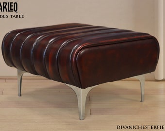 Luxury table made with Tubes paddings, Art Decò French Style Pipe Paddings Unique Design HandMade in Italy Patchwork Leathers