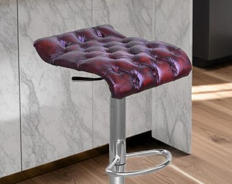 Barhocker Chesterfield Luxuruy Leder: Höhenverstellbar, Schwarzer oder Verchromter Stahlrahmen