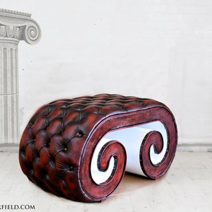 Modern original Chesterfield Leather Table Ottoman Buttoned HandMade in Italy Single Colour or Patchwork Leathers made bespoke