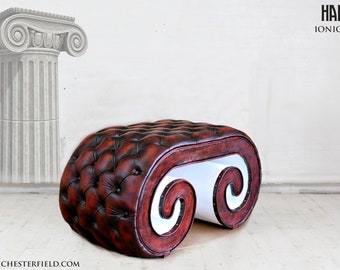 Modern original Chesterfield Leather Table Ottoman Buttoned HandMade in Italy Single Colour or Patchwork Leathers made bespoke