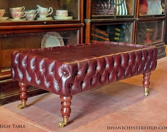 Original Chesterfield Leather Coffee Table Livingroom Ottoman Classic Style HandMade Premium Leathers