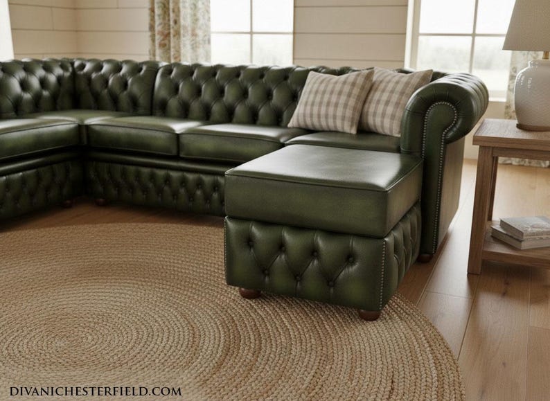 Chesterfield Leather Footstool Ottoman Open Lid box HandMade in England and Italy Patchwork Leathers image 4