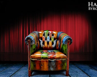 Handmade Patchwork Leather Chesterfield Chair - Harleq Byron Armchair
