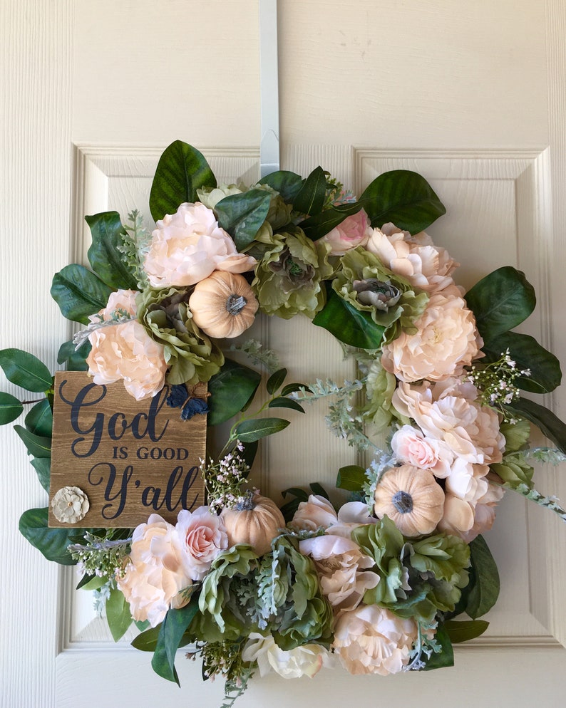 Front Door Wreath Velvet Pumpkin Wreath Pumpkin Grapevine God is good Wreath Harvest Grapevine Autumn Wreath