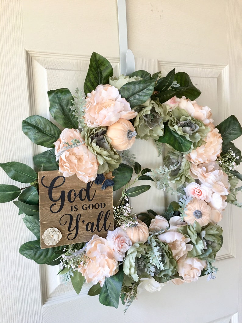 Front Door Wreath Velvet Pumpkin Wreath Pumpkin Grapevine God is good Wreath Harvest Grapevine Autumn Wreath