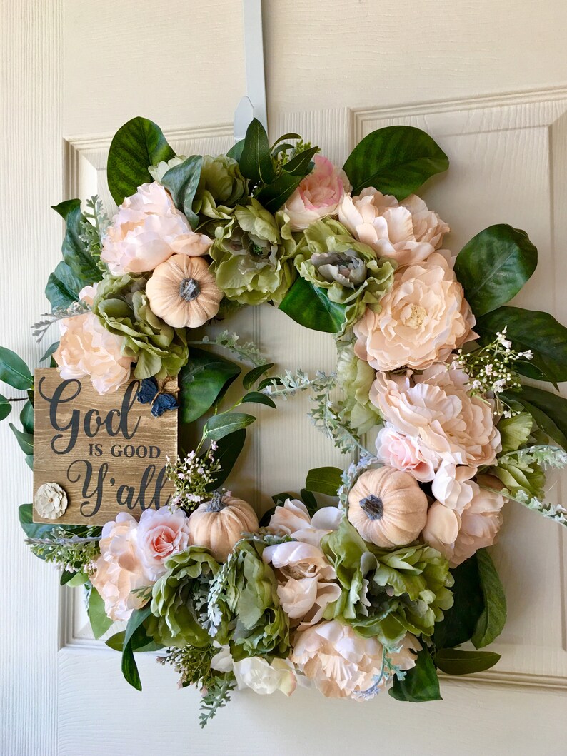 Front Door Wreath Velvet Pumpkin Wreath Pumpkin Grapevine God is good Wreath Harvest Grapevine Autumn Wreath