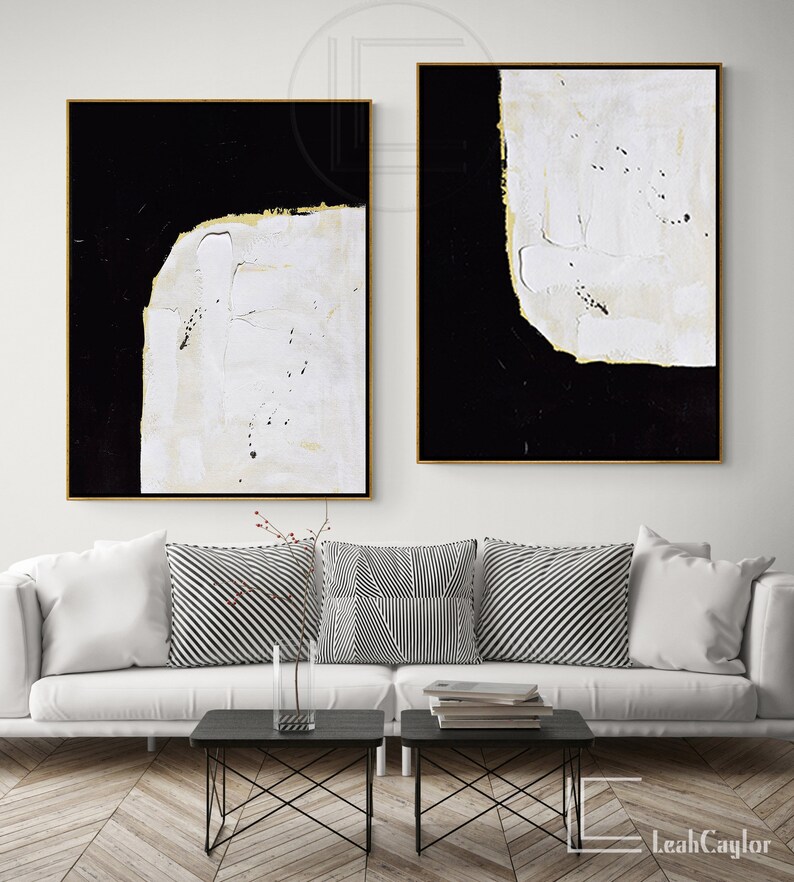 Oversized Set of 2 Minimalist Painting Abstract Wall Art Set Etsy