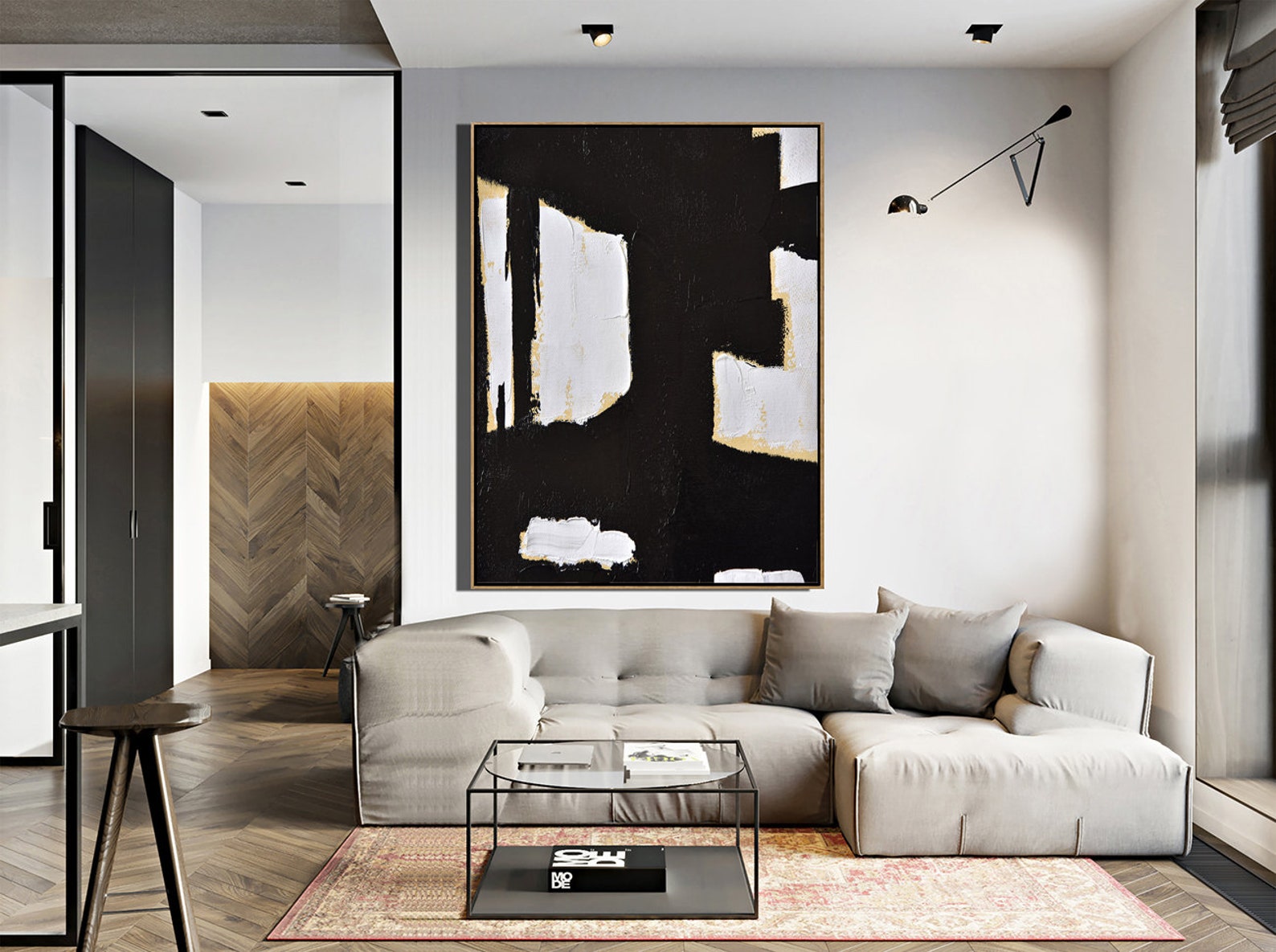 Vertical Minimalist Canvas Wall Art Rich Textures L18Y Etsy