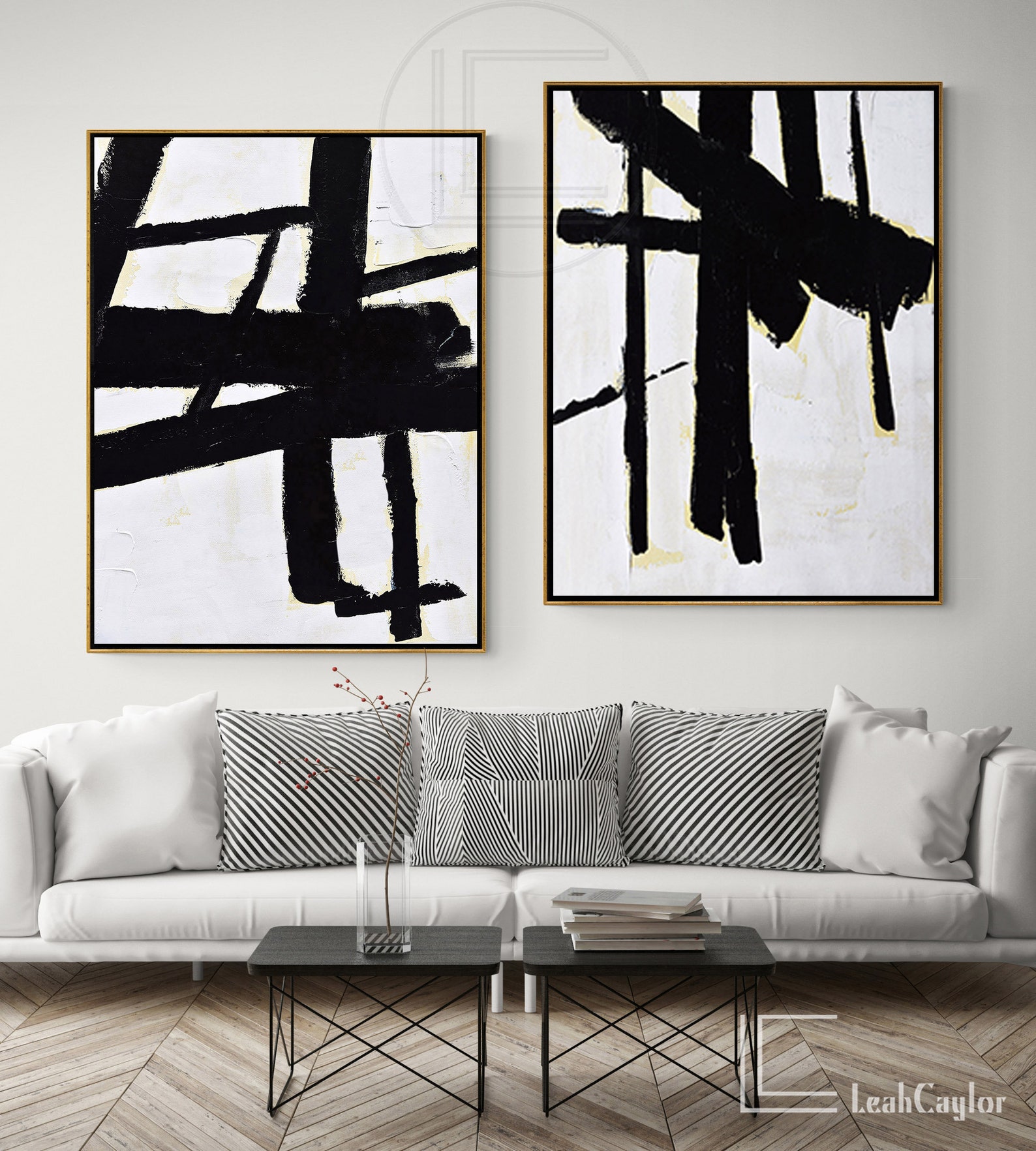 Oversized Set of 2 Minimalist Painting Abstract Wall Art Set Etsy