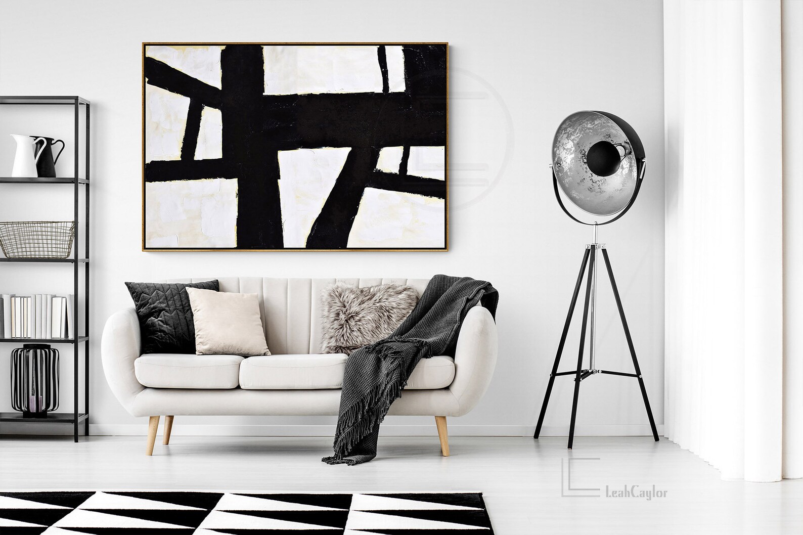 Black White Horizontal Wall Art Large Canvas Painting L175Z Etsy
