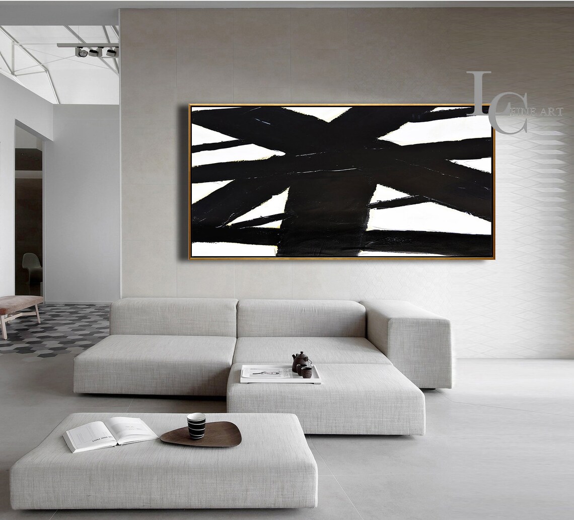 Große horizontale moderne Wandkunst Malerei auf Leinwand | Etsy
