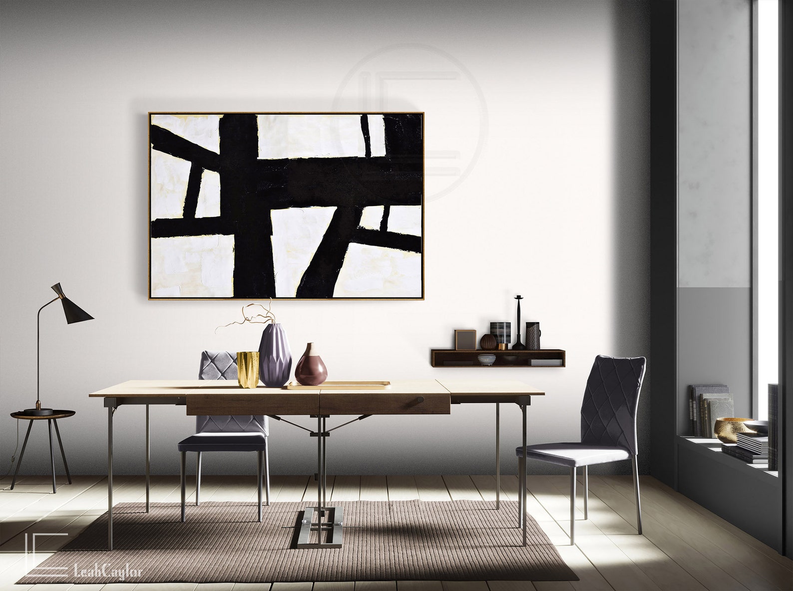 Black White Horizontal Wall Art Large Canvas Painting L175Z | Etsy