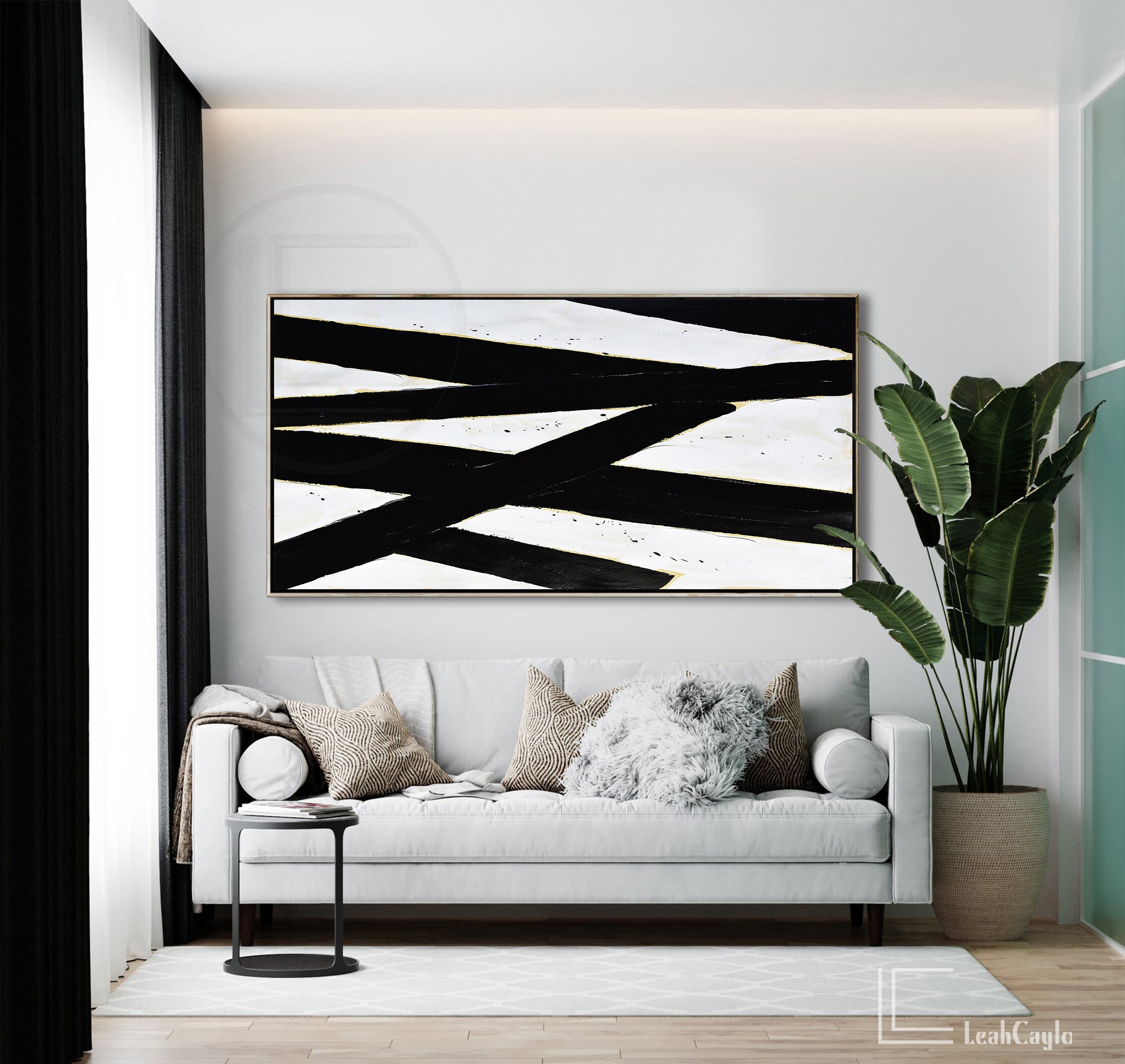 Large Horizontal Modern Wall Art Painting on Canvas L76W Etsy