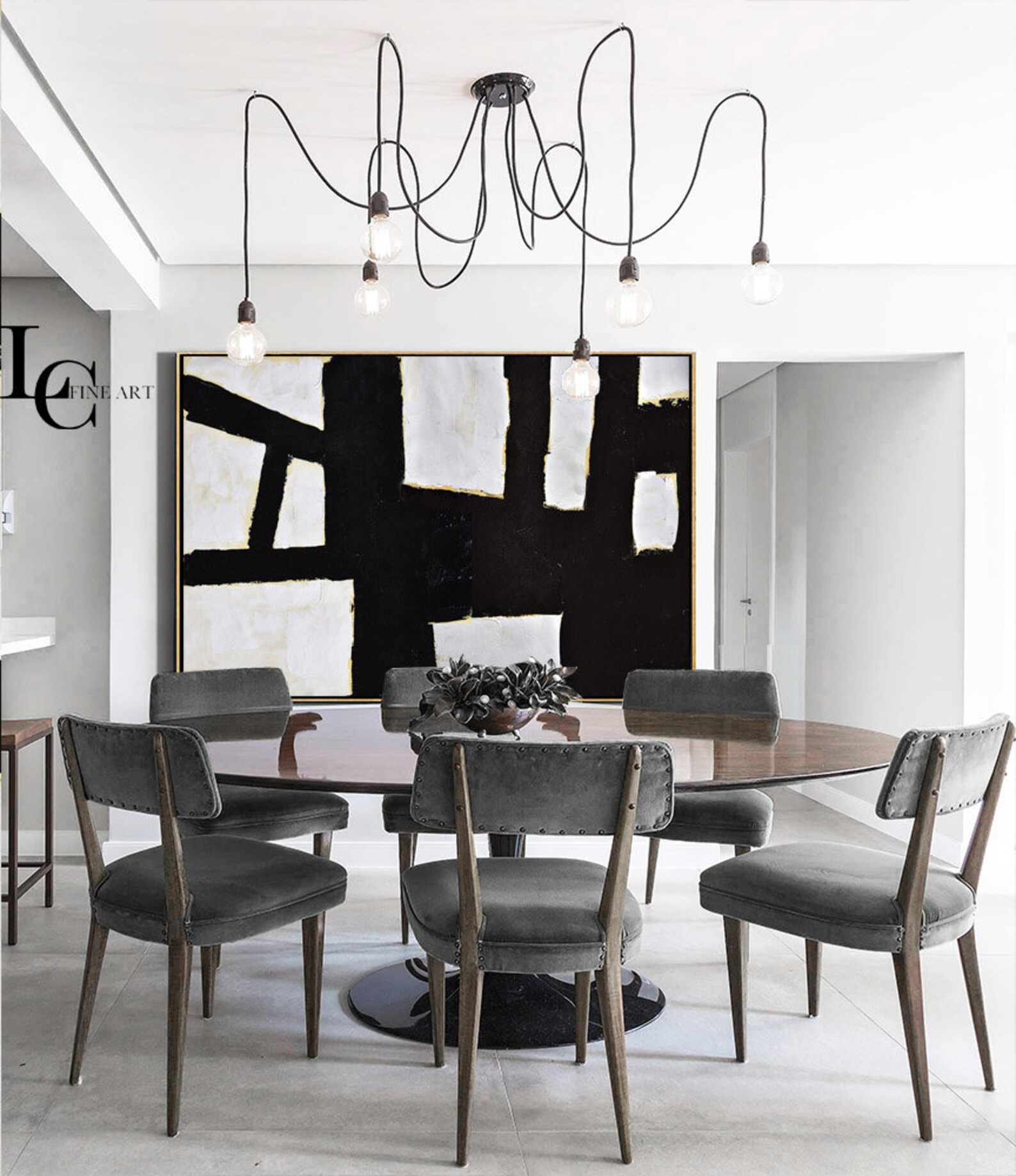 Black White Horizontal Wall Art Large Canvas Painting L173Z | Etsy