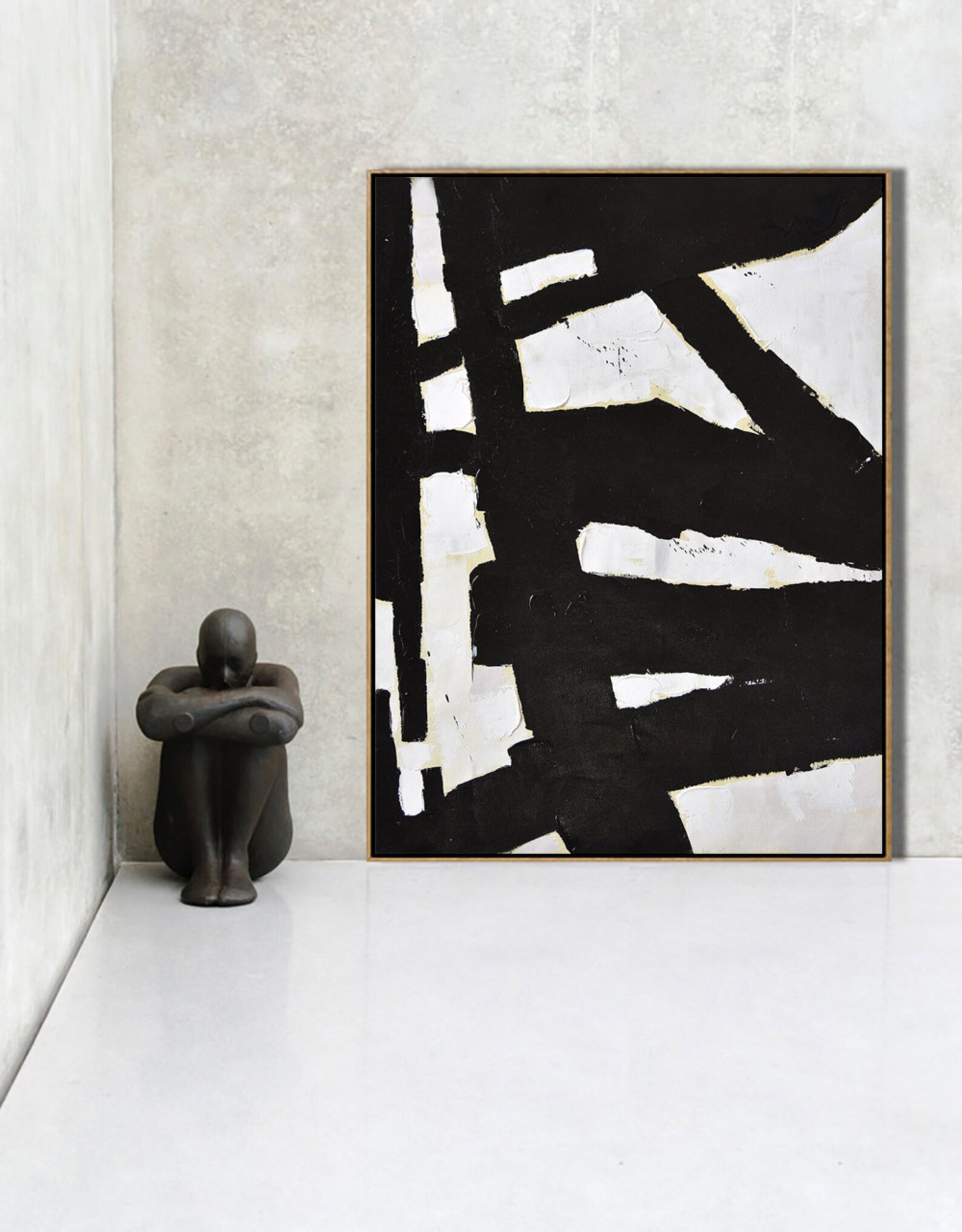 Vertical Abstract Painting Minimalist Art Textured Painting Etsy