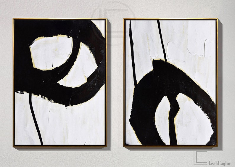 Oversized Set of 2 Minimalist Painting Abstract Wall Art Set Etsy