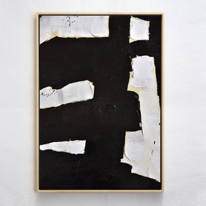 Extra Large Modern Painting Minimalist Painting Minimal Art Black and White Canvas Painting Office Painting by Leah Caylor #L107W1
