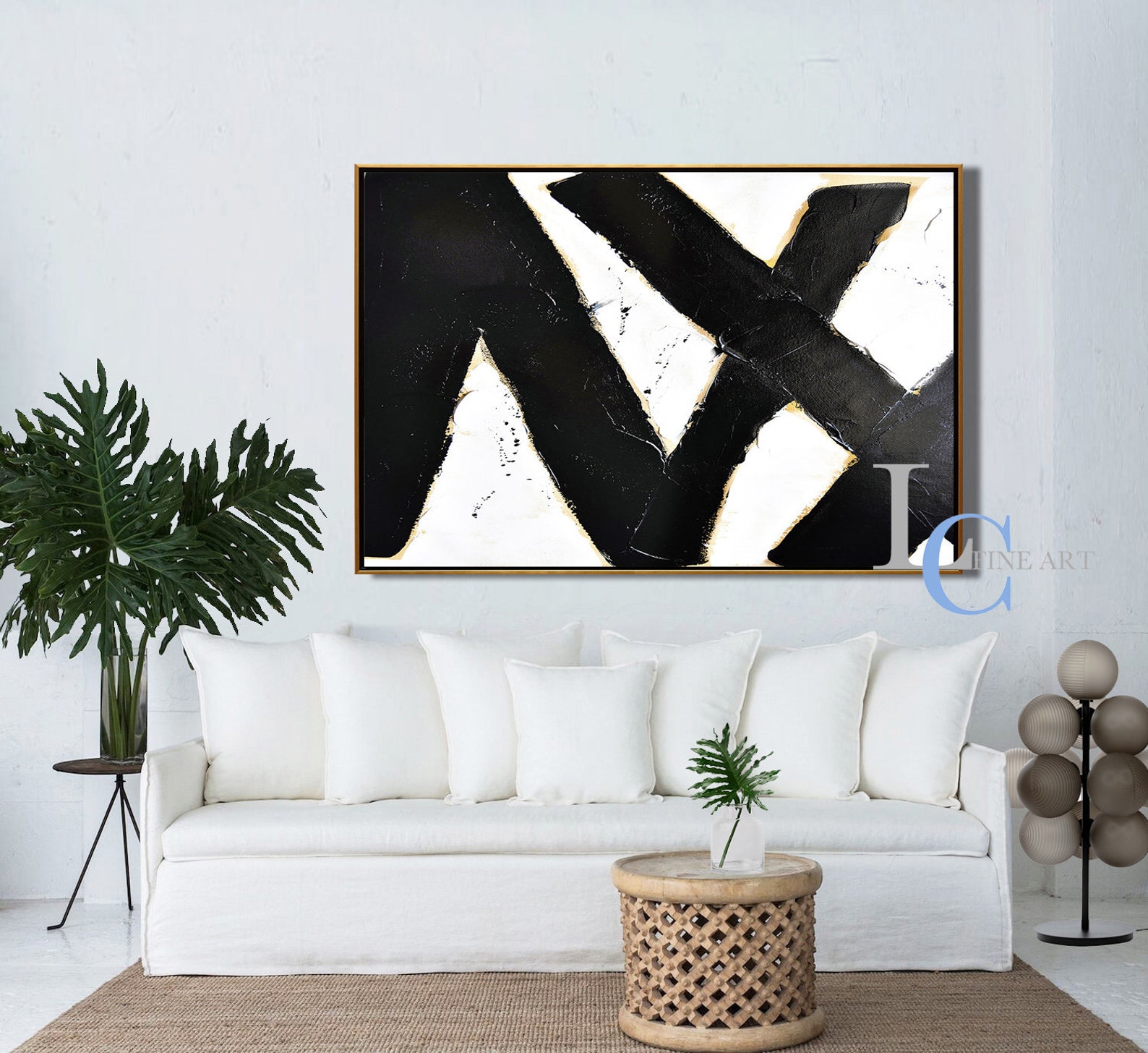 Large Canvas Art Horizontal Abstract Painting hand painted Etsy
