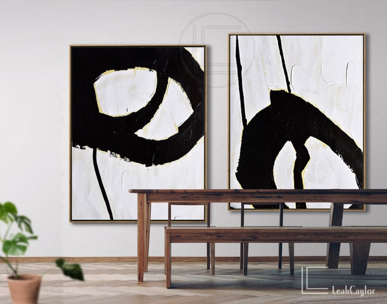 Oversized Set of 2 Minimalist Painting Abstract Wall Art Set Etsy